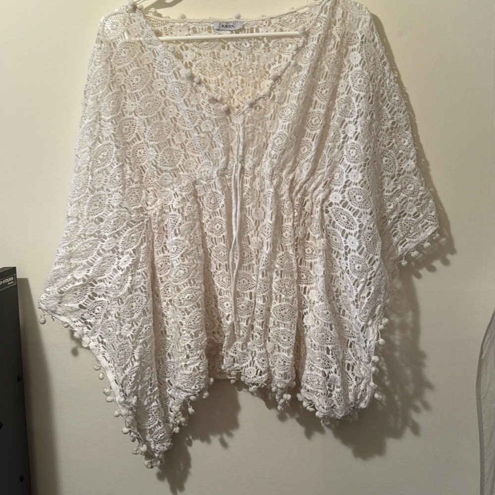 Swimsuit Beach Coverup no size White crochet